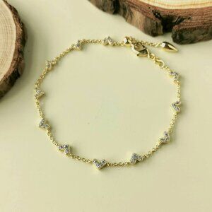 Kendra Scott Haven Heart White Crystal Chain Bracelet Gold